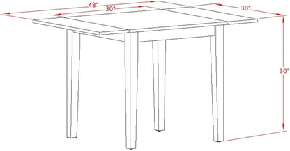 East West Furniture NDGR3-OAK-W 3 Piece Dinette Set for Small Spaces Contains a Rectangle Dining Table with Dropleaf and 2 Dining Room Chairs, 30x48 Inch, Oak