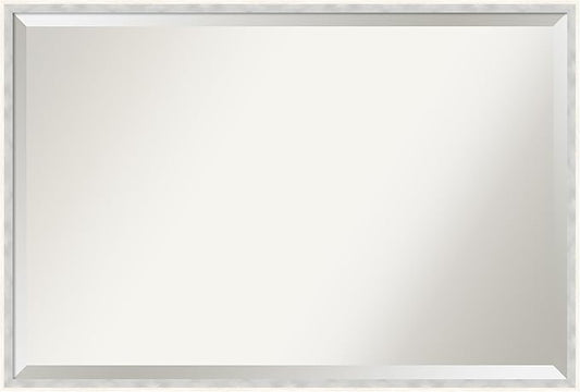 Amanti Art White Bathroom Mirror for Over Sink, 25x37 Paige White Silver Rectangle Vanity Mirror, Large Modern Contemporary Wood Frame, Hangs Horizonally and Vertically, Bathroom Wall Decor, Beveled