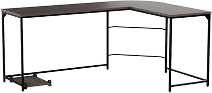 Teraves Reversible L Shaped Desk, 66.1" Gaming Desk, Corner Desks for Home Office, Space Saver Workstation Table, Modern Wooden Desk, BOAK