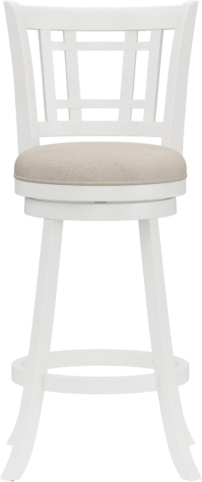 Hillsdale Fairfox Swivel Stool with Rectangular Lattice Back, Bar Height, White