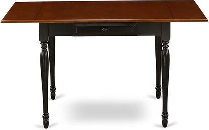 East West Furniture MZDA5-BCH-W 5 Piece Dining Room Furniture Set Includes a Rectangle Kitchen Table with Dropleaf and 4 Dining Chairs, 36x54 Inch, Black & Cherry