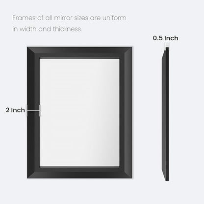 Amorho Black Bathroom Mirror, 24x32 Inch Thick Metal Framed Wall Mirrors for Over Sink, Bedroom, Living Room, Entryway, Rectangle Wall-Mounted Mirrors(Horizontal/Vertical).