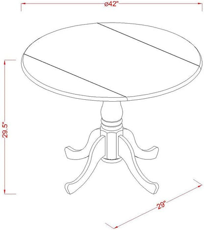 East West Furniture DLPF3-BCH-W 3 Piece Dinette Set for Small Spaces Contains a Round Dining Table with Dropleaf and 2 Dining Chairs, 42x42 Inch, Black & Cherry