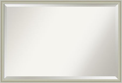 Amanti Art Silver Bathroom Mirror for Over Sink, 26x38 Florence Silver Rectangle Vanity Mirror, Large Casual Frame, Hangs Horizonally and Vertically, Bathroom Wall Decor, Beveled Edge from WI, USA