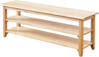 XKZG Storage Bench Wooden Shoe Rack Bench Simple Style Wood Entryway Bench (Natural,47.2")