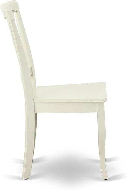 East West Furniture ANAV3-LWH-W 3 Piece Dining Table Set for Small Spaces Contains a Round Kitchen Table with Pedestal and 2 Kitchen Dining Chairs, 36x36 Inch, Linen White