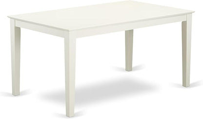 East West Furniture CAEL7-LWH-07 7 Piece Modern Dining Table Set Consist of a Rectangle Wooden Table and 6 Gray Linen Fabric Upholstered Chairs, 36x60 Inch, Linen White