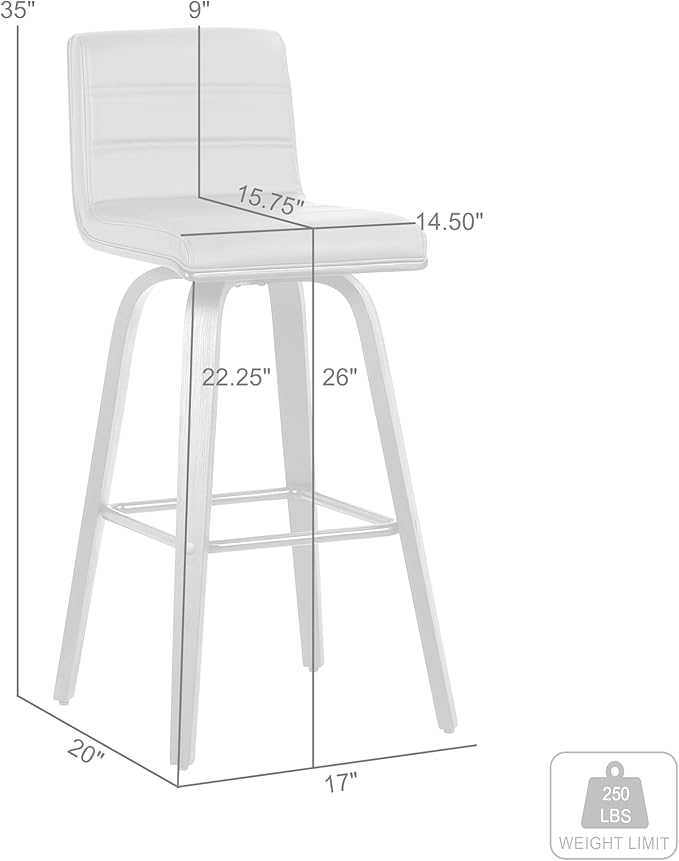 Armen Living Vienna 26" Swivel Counter Stool in Black Wood Finish with Gray Faux Leather - Set of 4