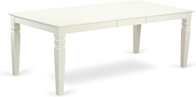 East West Furniture LGAV7-LWH-W 7 Piece Dining Room Table Set Consist of a Rectangle Kitchen Table with Butterfly Leaf and 6 Dining Chairs, 42x84 Inch, Linen White