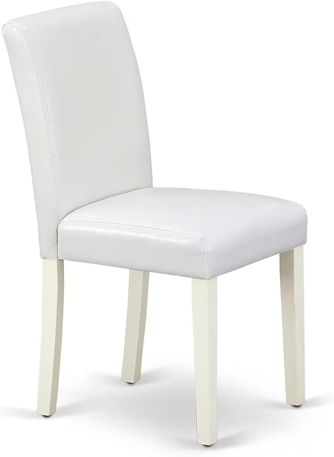 East West Furniture V027AB264-9 9 Piece Modern Dining Table Set Includes a Rectangle Wooden Table with V-Legs and 8 White Faux Leather Parson Dining Chairs, 40x72 Inch, Multi-Color