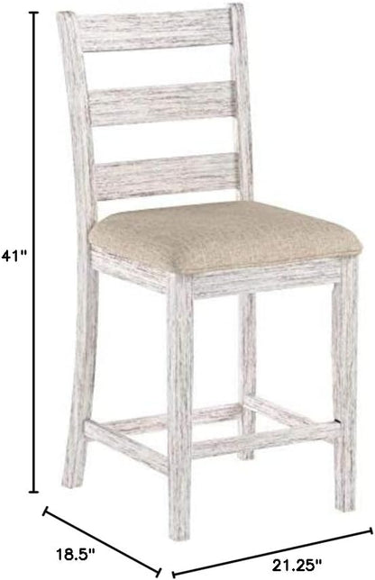 Signature Design by Ashley Skempton 24" Counter Height Upholstered Barstool, Set of 2, Antique White