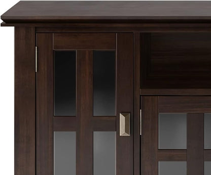 SIMPLIHOME Artisan SOLID WOOD 72 inch Wide Transitional TV Media Stand in Tobacco Brown For TVs up to 80 inches for the Living Room and Entertainment Center