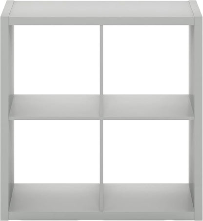 Furinno Cubicle Open Back Decorative Cube Storage Organizer, 4-Cube, Light Grey