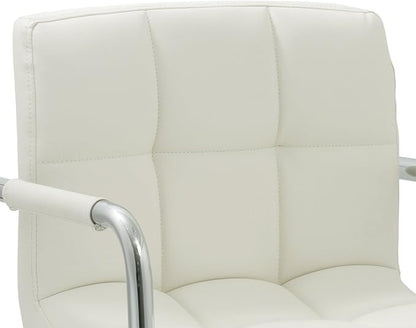 AC Pacific Contemporary Adjustable Swivel Kitchen Bar Stool Chair with Cushion and Armrest, 24"-33", White