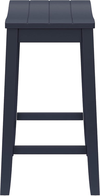 Hillsdale Fiddler Wood Backless Counter Height Stool with Saddle-Style Seat, Navy