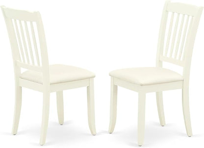 East West Furniture AMDA3-LWH-C 3 Piece Dining Table Set for Small Spaces Contains a Round Kitchen Table with Pedestal and 2 Linen Fabric Upholstered Chairs, 36x36 Inch, Linen White