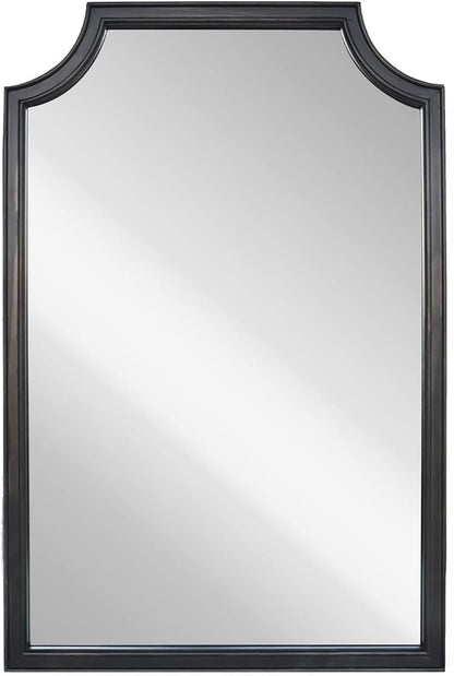 WallBeyond 24" x 36" Scalloped Corners Arch Rectangle Wall Mirror with Wood Frame for Entryway, Living Room or Bedroom Home Decor - [24" x 36" Black]