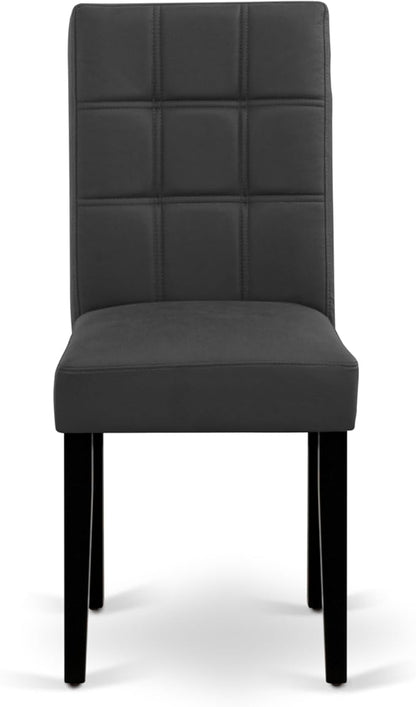 East West Furniture LGAS7-BLK-12 7 Piece Dinner Table Set Contain A Dining Table and 6 Dark Gray Polyester Fabric Person Chairs with Stylish Back- Black Finish