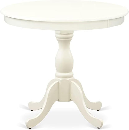 East West Furniture AMGR3-LWH-W 3 Piece Dinette Set for Small Spaces Contains a Round Kitchen Table with Pedestal and 2 Dining Room Chairs, 36x36 Inch, Linen White