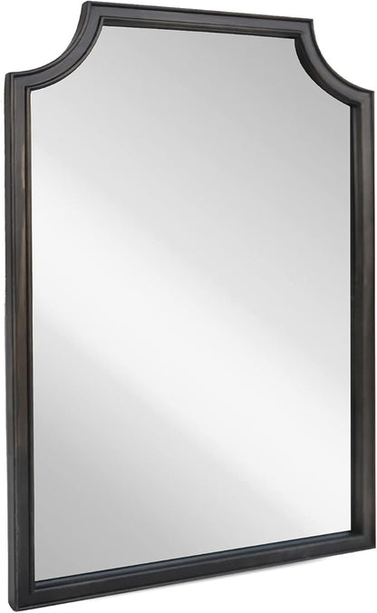 WallBeyond 24" x 36" Scalloped Corners Arch Rectangle Wall Mirror with Wood Frame for Entryway, Living Room or Bedroom Home Decor - [24" x 36" Black]