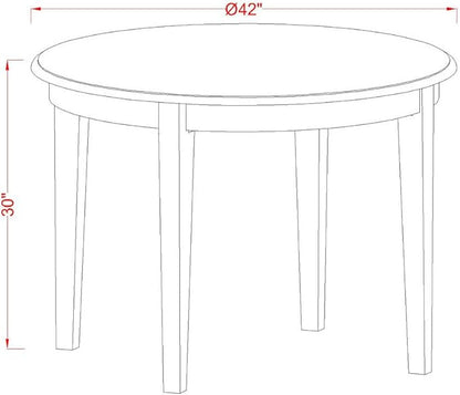 East West Furniture BOST3-WHI-W 3 Piece Kitchen Table Set for Small Spaces Contains a Round Dining Room Table and 2 Solid Wood Seat Chairs, 42x42 Inch, Linen White