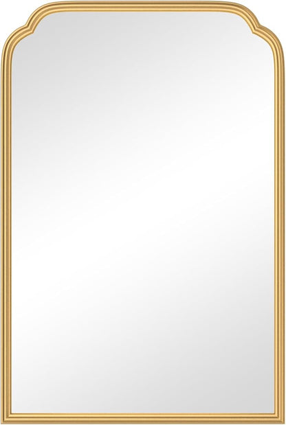 20X30 Inch Gold Bathroom Mirror for Wall, Modern Rounded Corner Rectangle Mirror with Non-Rusting Iron Metal Framed Bathroom Vanity Mirror for Over Sink Wall Decor(Tempered Glass)
