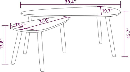 vidaXL Nesting Coffee Table 2 pcs, Side Tables with Solid Pine Wood Legs, Scandinavian Style End Table for Living Room, Black