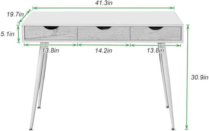 Need White Desk with Storage Desk Drawer Dressing Table,Writing Computer Desk Modern with 3 Drawers, Makeup Vanity Table GCBG1016-ND