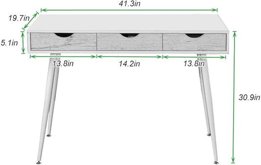 Need White Desk with Storage Desk Drawer Dressing Table,Writing Computer Desk Modern with 3 Drawers, Makeup Vanity Table GCBG1016-ND