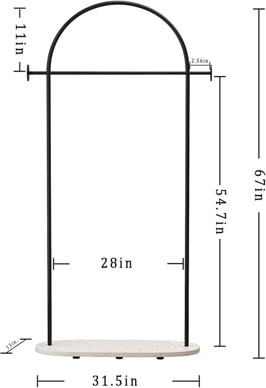 Black Clothing Rack, Modern Clothes Rack with Shelf, Heavy Duty Freestanding Coat Rack, Metal Coat Hanger Stand with Hooks for Boutique Office