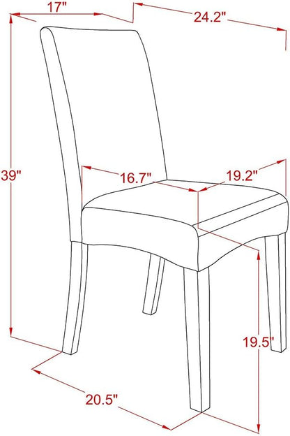 East West Furniture V677DR124-5 5 Piece Dining Room Table Set Includes a Rectangle Kitchen Table with V-Legs and 4 Black Color Linen Fabric Parson Dining Chairs, 40x72 Inch, Multi-Color