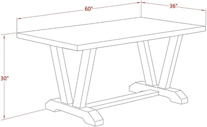 East West Furniture VT026 V-Style Dining Room Table - a Rectangle Kitchen Table Top with Stylish Legs, 36x60 Inch, Multi-Color