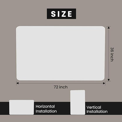 White Bathroom Mirror 72x36 Inch, White Metal Framed Bathroom Mirror for Wall, Rounded Rectangle Matte Bathroom Vanity Mirror, Tempered Glass, Anti-Rust, Horizontal/Vertical