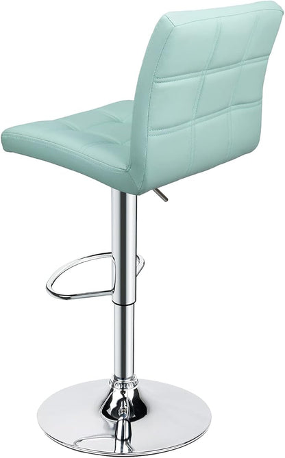 Leopard Modern Square PU Leather Adjustable Bar Stools with Back, Square Back Bar Stools Set of 2,Counter Height Swivel Stool (Mint Green)