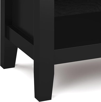 SIMPLIHOME Artisan Solid Wood 24 inch Wide Contemporary Bedside Nightstand Table in Black for The Living Room and Bedroom