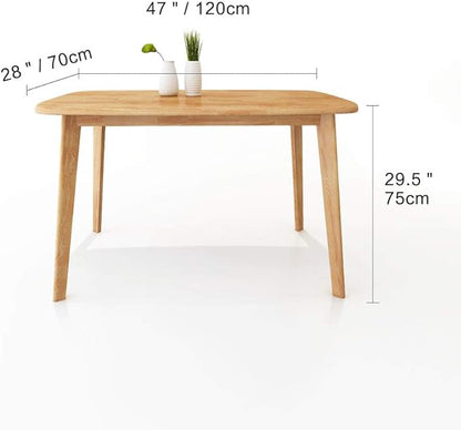 WoodShine Mid Century Modern Real Solid Wood Dining Table, Working Desk,47 Inch,Natural…