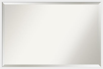 Amanti Art White Bathroom Mirror for Over Sink, 26x38 Incline White Rectangle Vanity Mirror, Large Modern Contemporary Wood Frame, Hangs Horizonally and Vertically, Bathroom Wall Decor, Beveled Edge