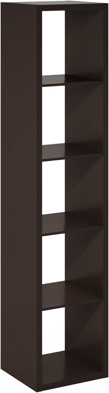 Furinno Cubicle Open Back Decorative Verticle Cube Storage Organizer, 5-Cube, Black Dark Oak