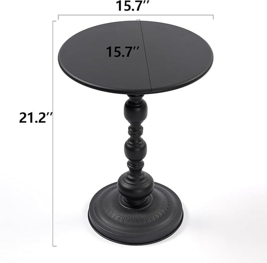 Drink Table for Small Spaces, Martini Table Cocktail Tables Drink Stand, Modern Small Side Pedestal Table, Accent End Metal Round Coffee Table for Living Room, Bedroom, Patio, Bar, Black