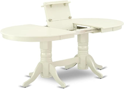 East West Furniture VAAS7-LWH-41 7 Piece Modern Dining Table Set contain A Dinner Table and 6 Platinum Gray Polyester Fabric Wooden Chairs with Stylish Back- Linen White Finish