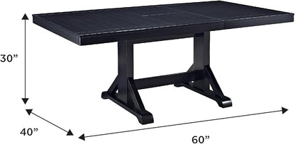Walker Edison 6 to 8 Person Wood Modern Farmhouse Expandable Dining Room Table with Leaf Kitchen Dining Chairs, 60 Inch, Antique Black