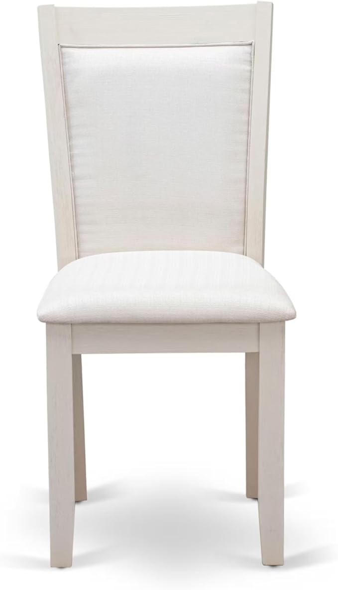 East West Furniture V027MZ001-7 7 Piece Dining Set Consist of a Rectangle Dining Room Table with V-Legs and 6 Cream Linen Fabric Upholstered Parson Chairs, 40x72 Inch, Multi-Color
