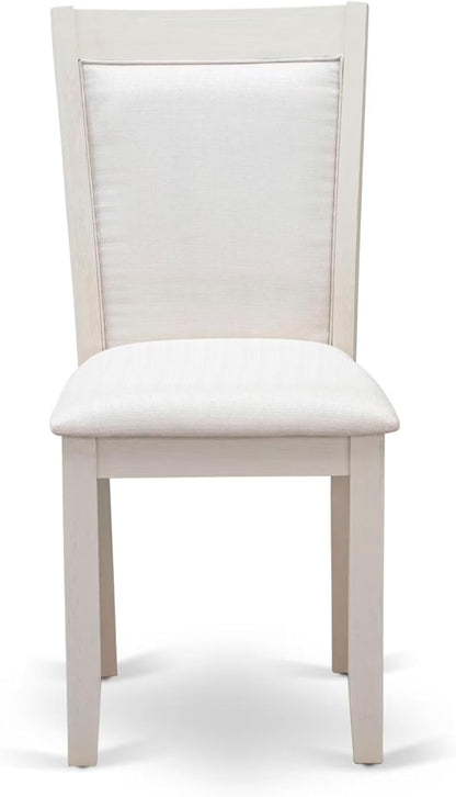 East West Furniture V027MZ001-7 7 Piece Dining Set Consist of a Rectangle Dining Room Table with V-Legs and 6 Cream Linen Fabric Upholstered Parson Chairs, 40x72 Inch, Multi-Color