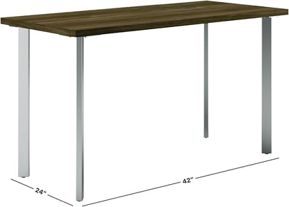 HON Coze Home Office Desks, Sturdy Table Computer Desk, 42", Walnut Top, Silver Base