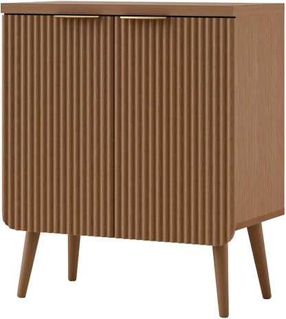 23.6" Sideboard Cabinet with 2 Doors, Modern Buffet Cabinet with Adjustable Shelf, Dining Room Sideboard, Fluted Buffet Sideboard for Living Room, Hallway, Entryway, Walnut