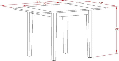 East West Furniture NDAN5-OAK-W 5 Piece Dining Table Set for 4 Includes a Rectangle Kitchen Table with Dropleaf and 4 Dining Room Chairs, 30x48 Inch, Oak