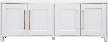 Henn&Hart Rectangular TV Stand for TV's up to 80" in White, TV Stands for the Living Room