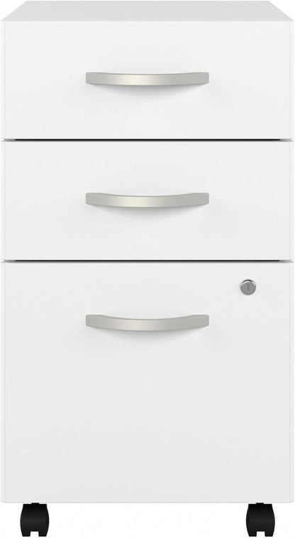 Bush Business Furniture Studio C 3 Drawer Mobile File Cabinet in White