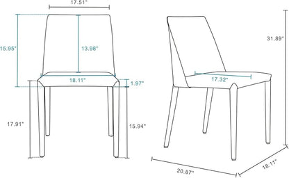 Manhattan Comfort Paris 8-Piece Leather Dining Chair and Armchair Set, Upholstered in Luxurious Saddle Material, Metal Frame, Ideal for Industrial and Coastal Homes, No Assembly, Grey