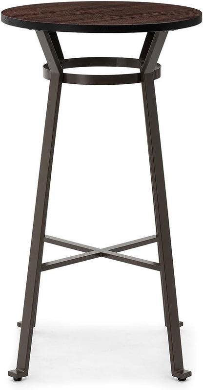 Glitzhome 41.25" H Rustic Steel Bar Table Round Solid Elm Wood Top Dining Room Pub Table Bistro Table